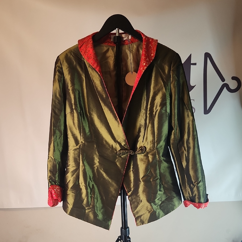 Chic Olive and Red Women's Blazer
